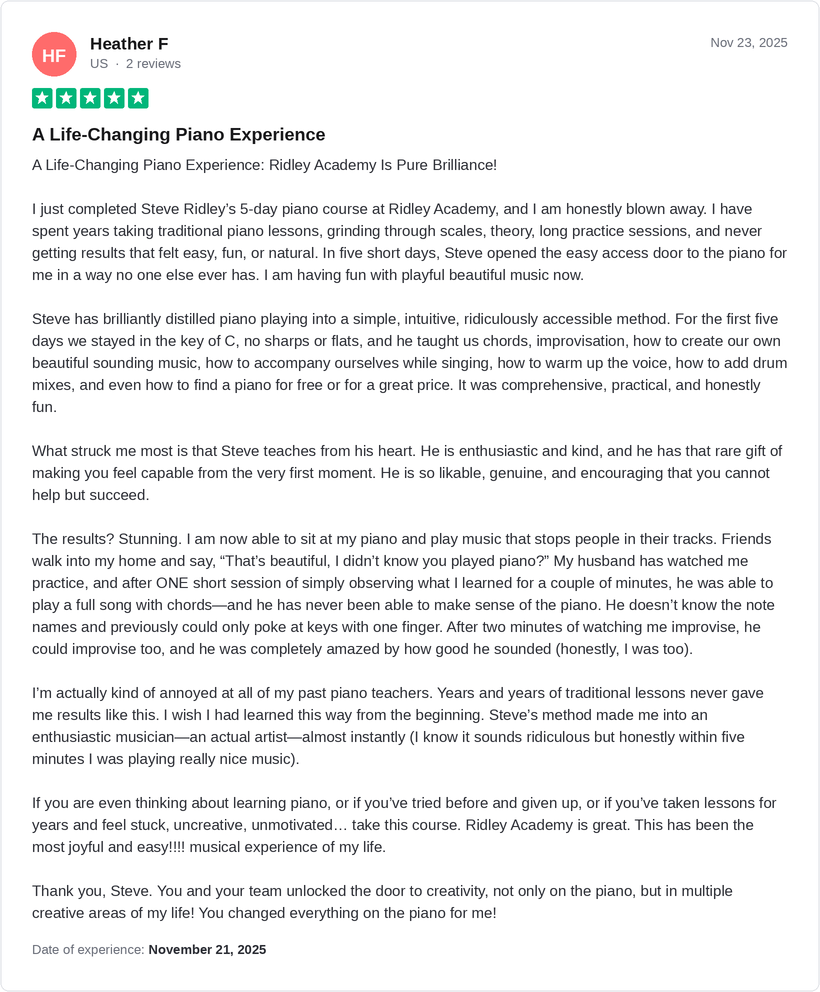 Student review from Heather F.